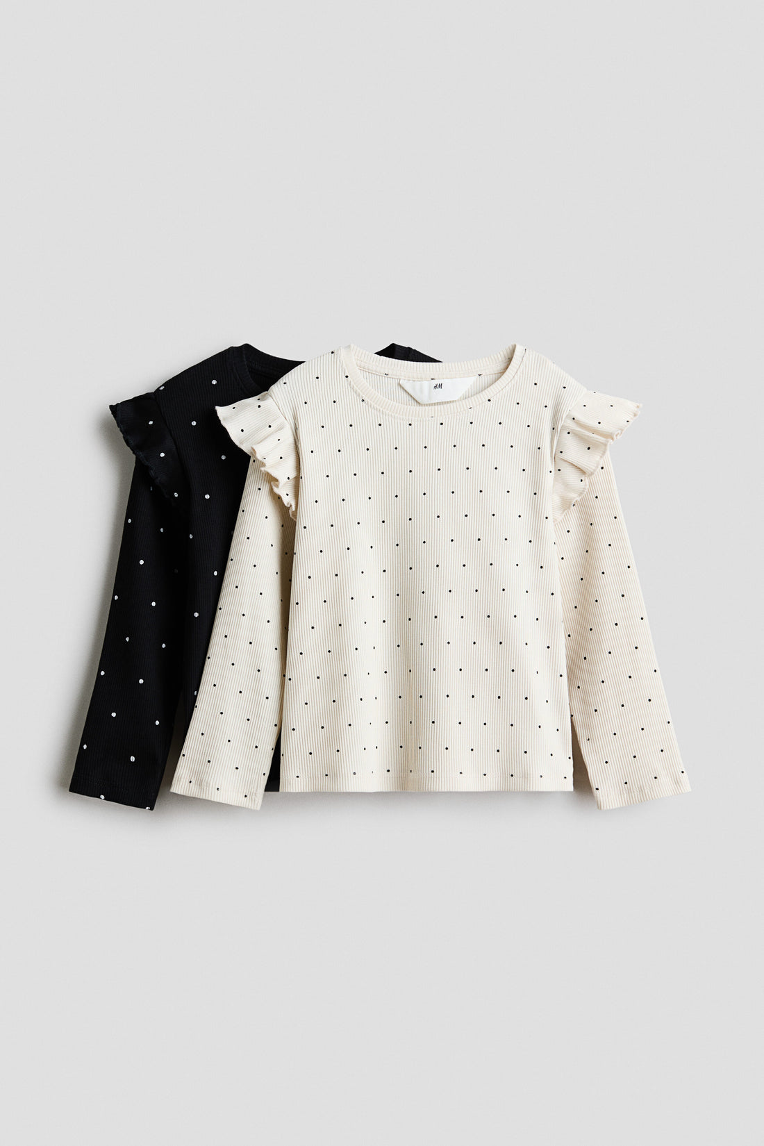 2-pack flounce-trimmed tops - Black Spotted / 8-10 Years