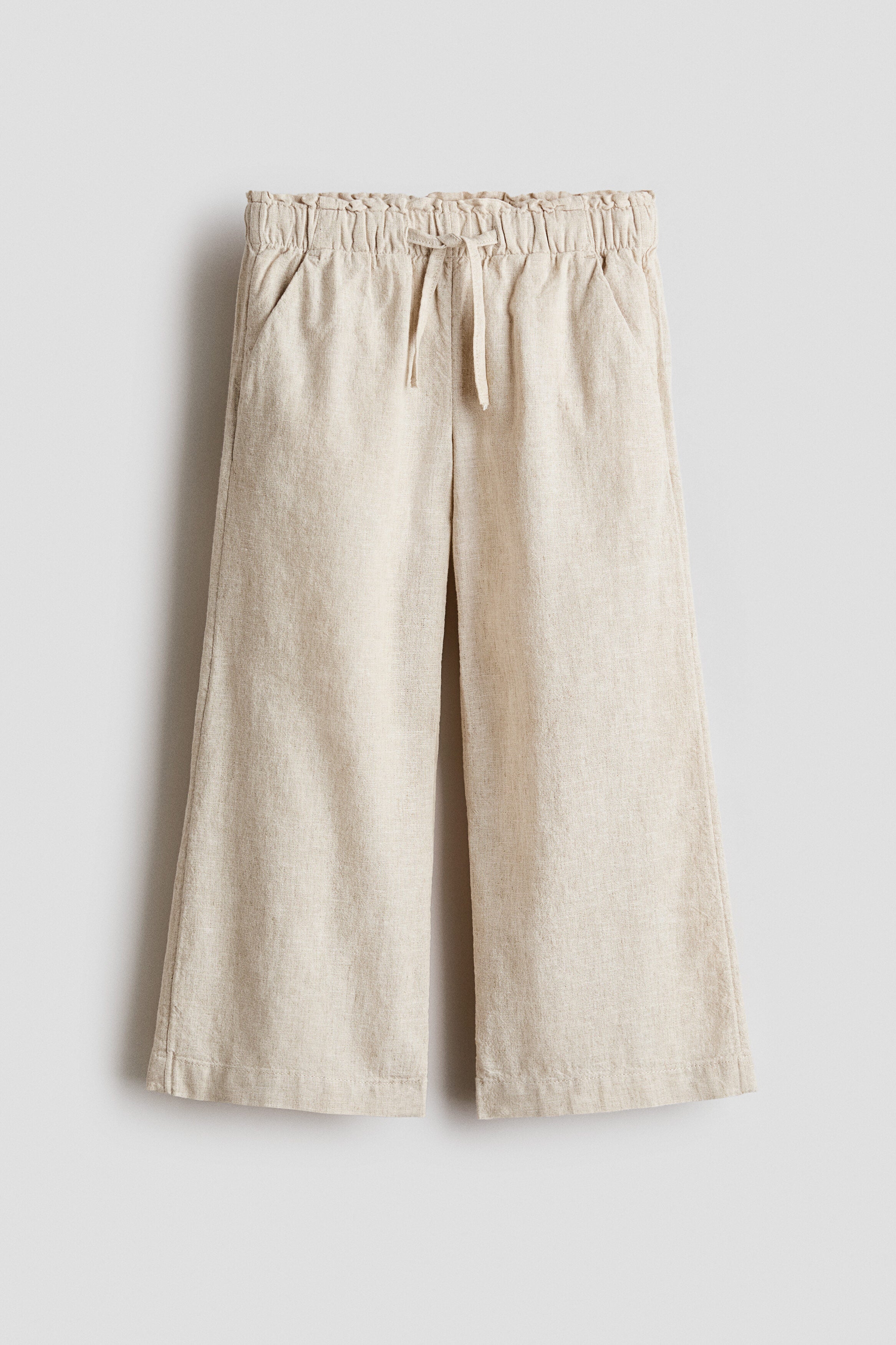Linen-blend drawstring trousers - Light Beige 2 / 1.5-2 Years