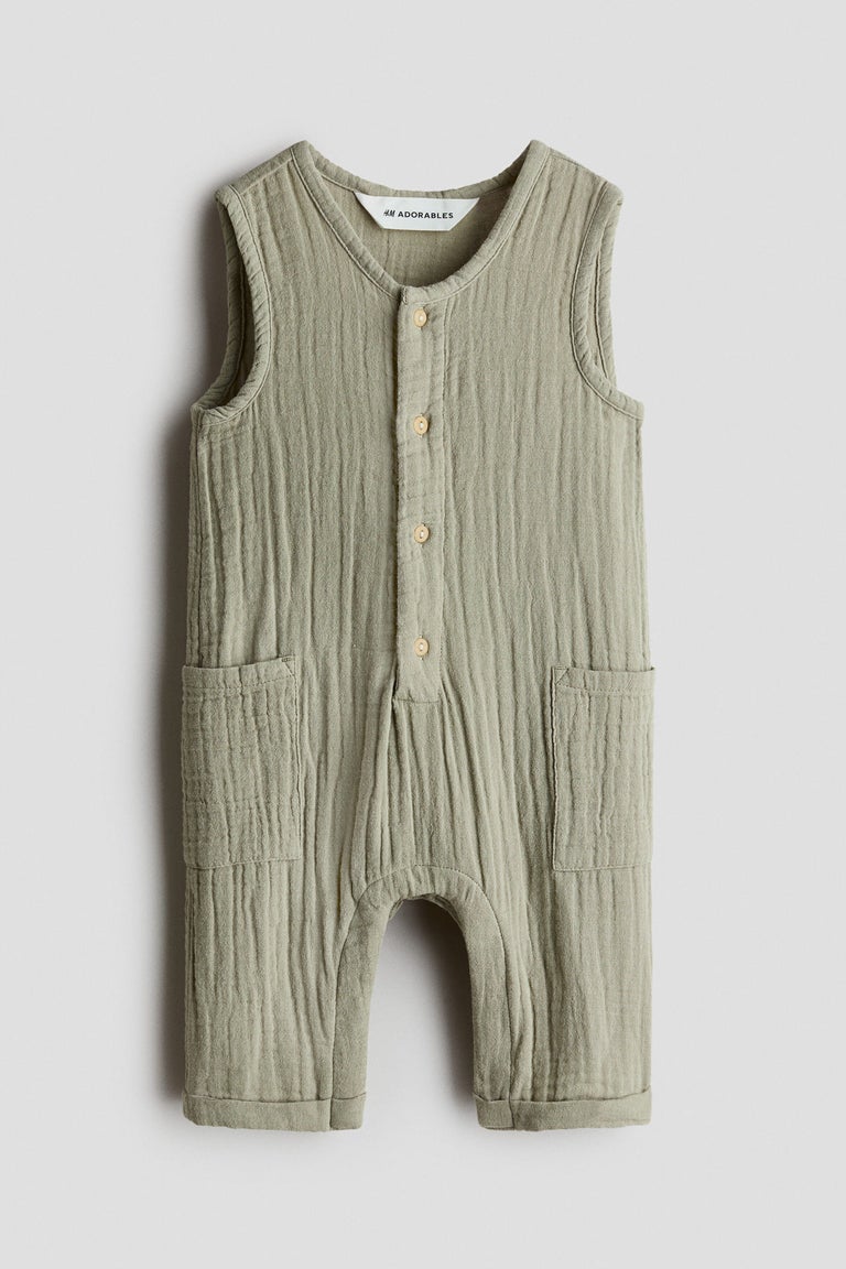 Cotton muslin romper suit Image 1 of 2