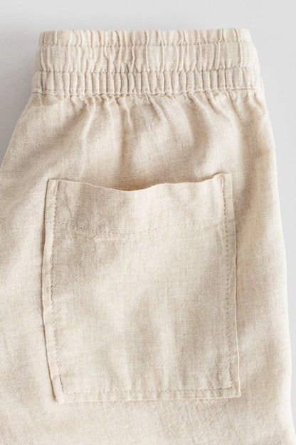 Linen-blend drawstring shorts