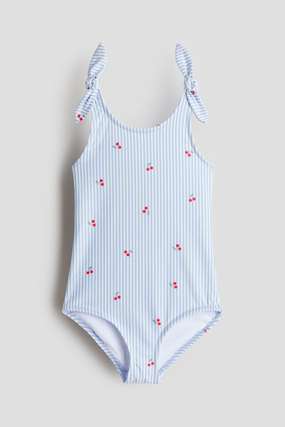 Printed swimsuit - Light Blue Cherries / 8-10 Years