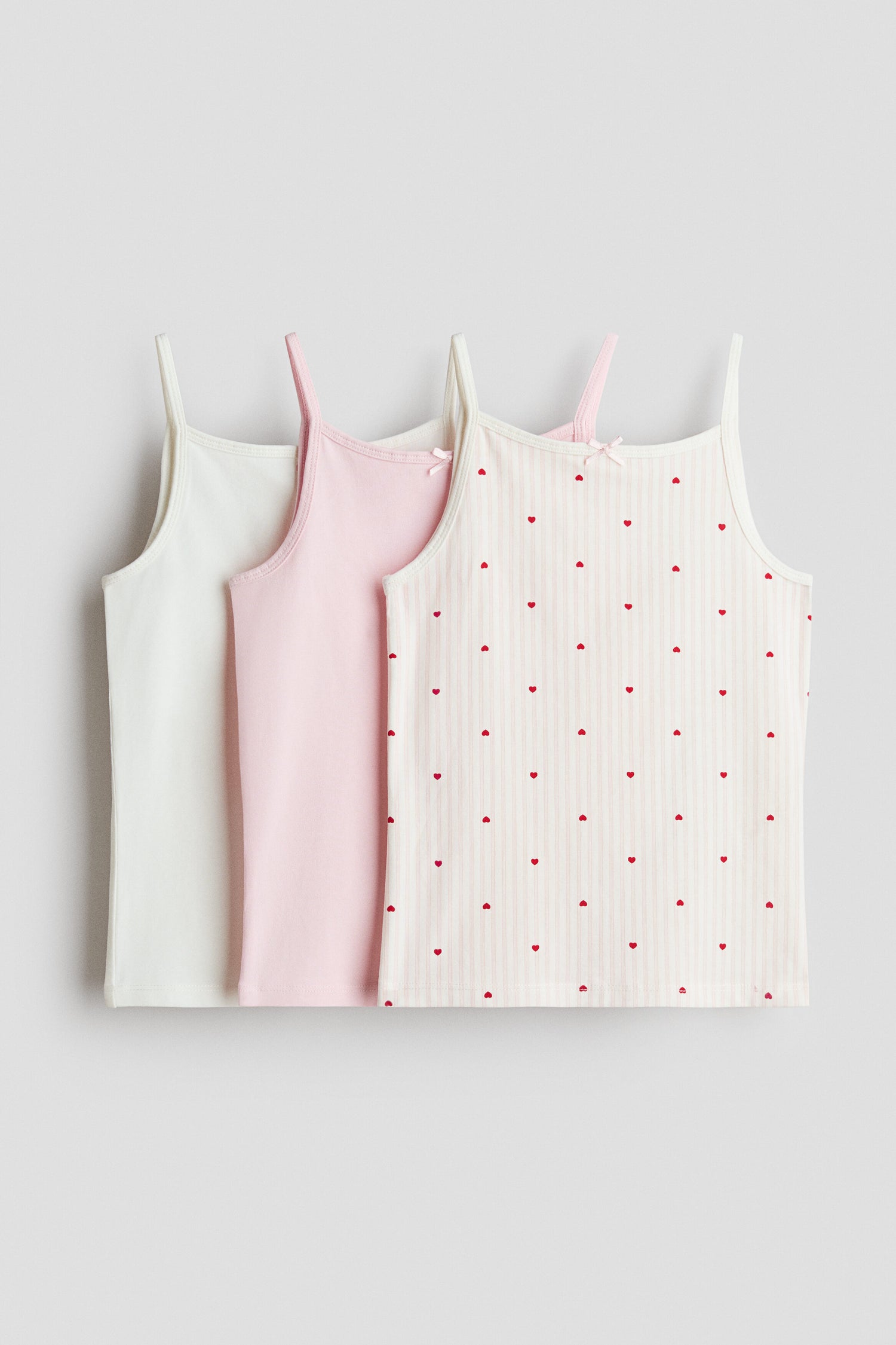 3-pack jersey strappy tops - Light Pink Hearts 1 / 8-10 Years