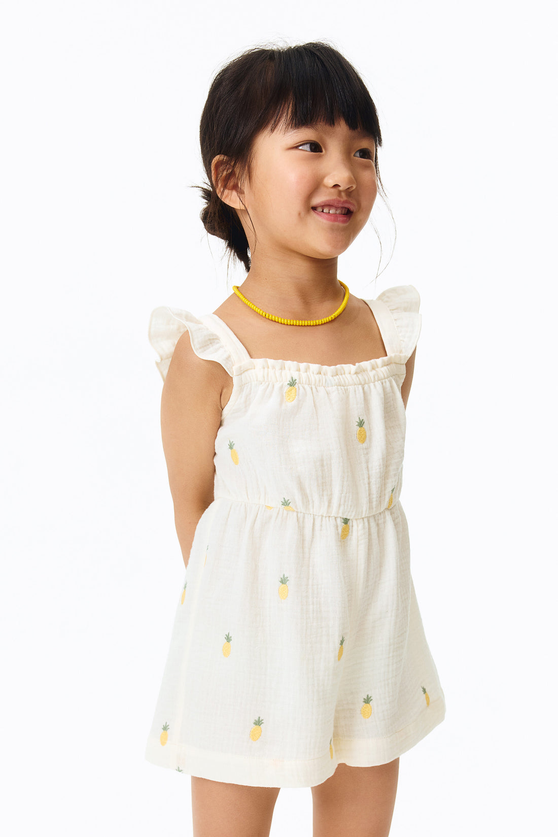 Cotton muslin jumpsuit - Cream Pineapples / 9-10 Years