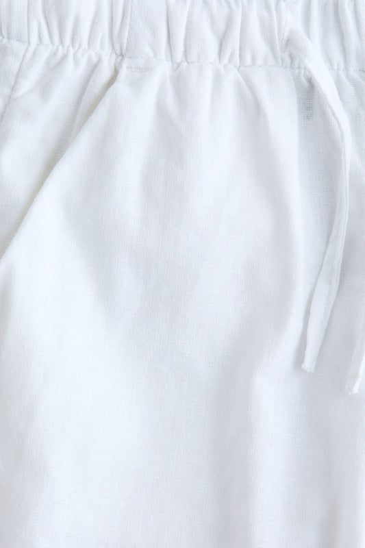 Linen-blend drawstring trousers