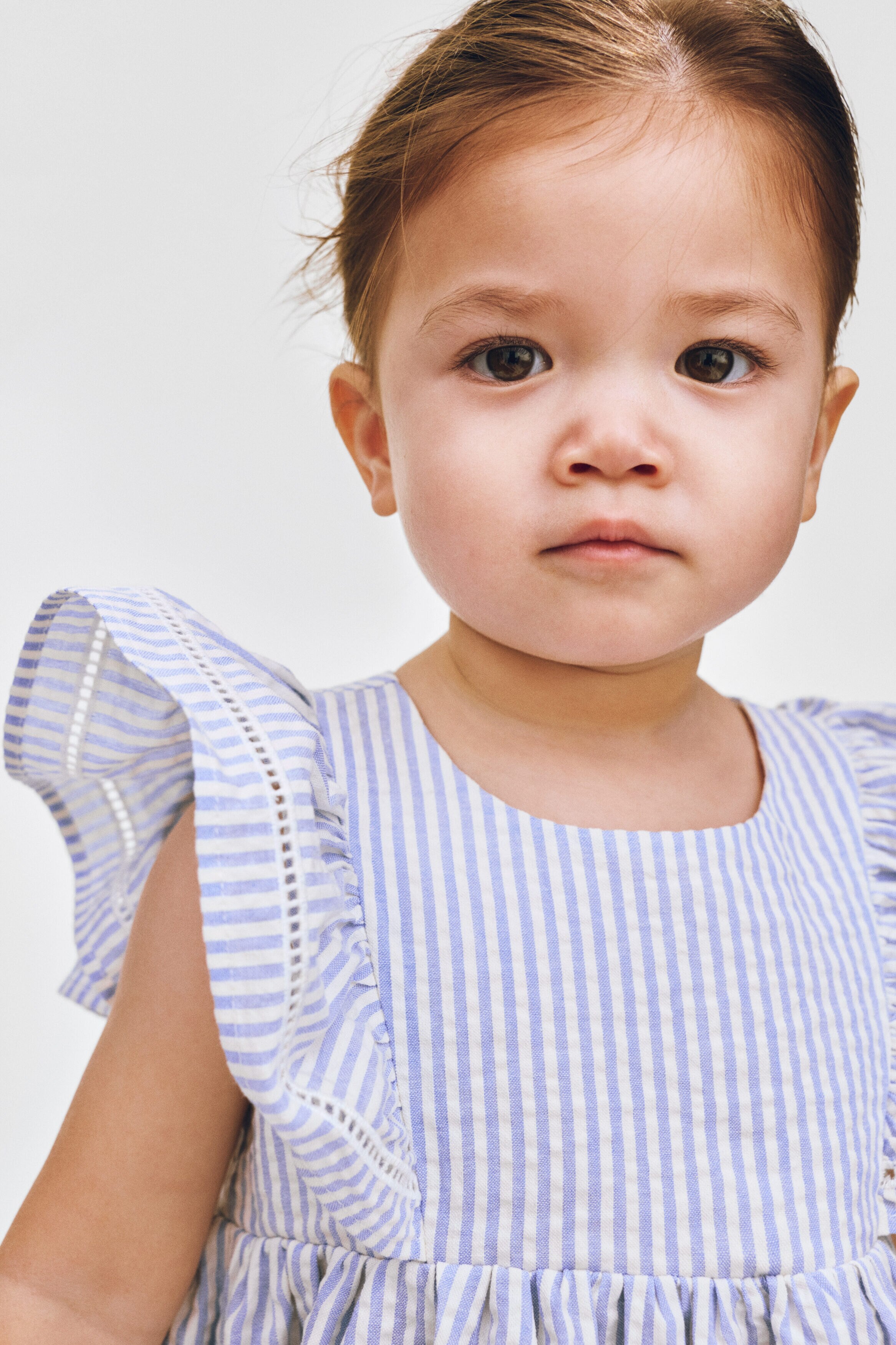 Flounce-trimmed cotton dress