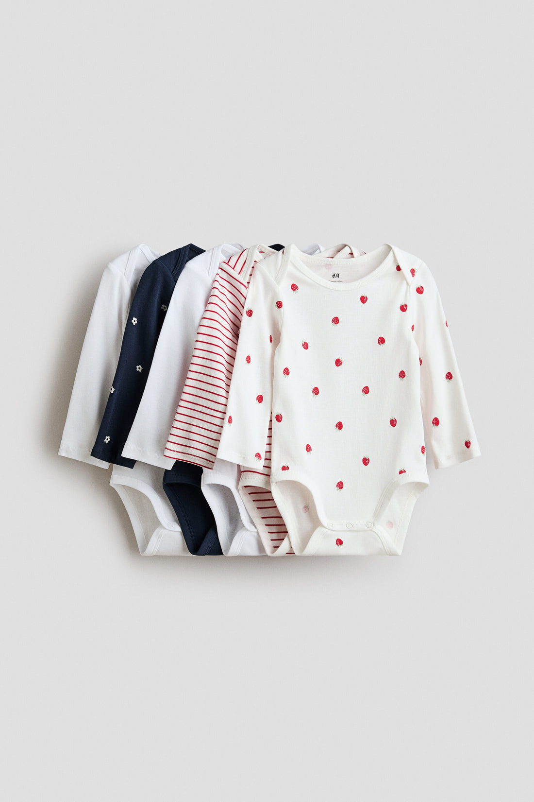 5-pack long-sleeved bodysuits - Blue Strawberries / 12-18 Months