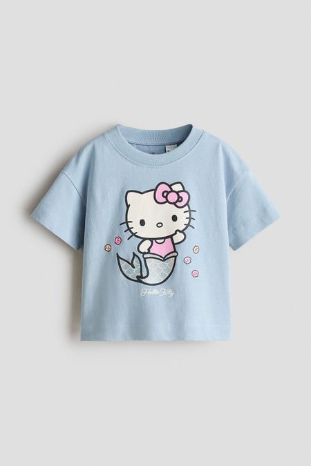Print-motif cotton T-shirt