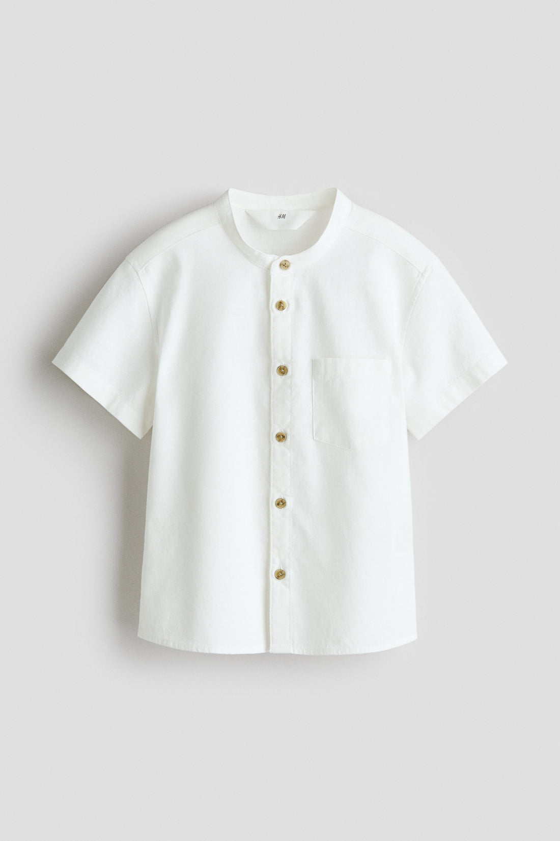 Linen-blend grandad shirt