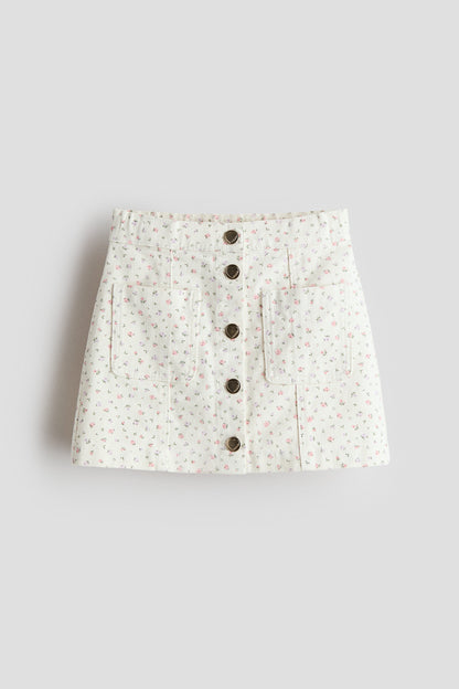 Cotton twill skirt - Cream Floral / 1.5-2 Years