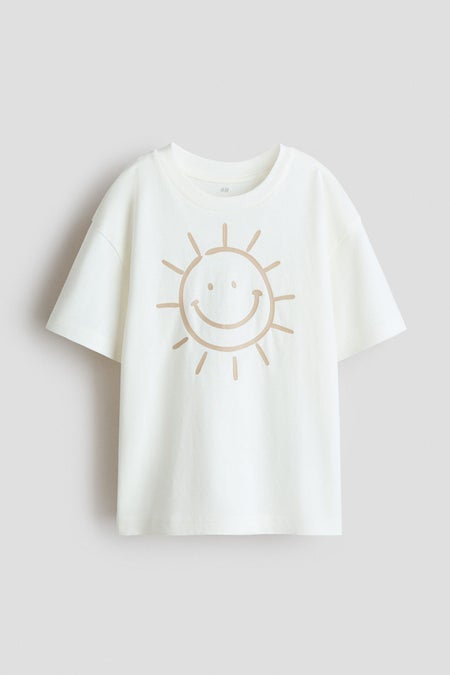 Print-motif cotton T-shirt