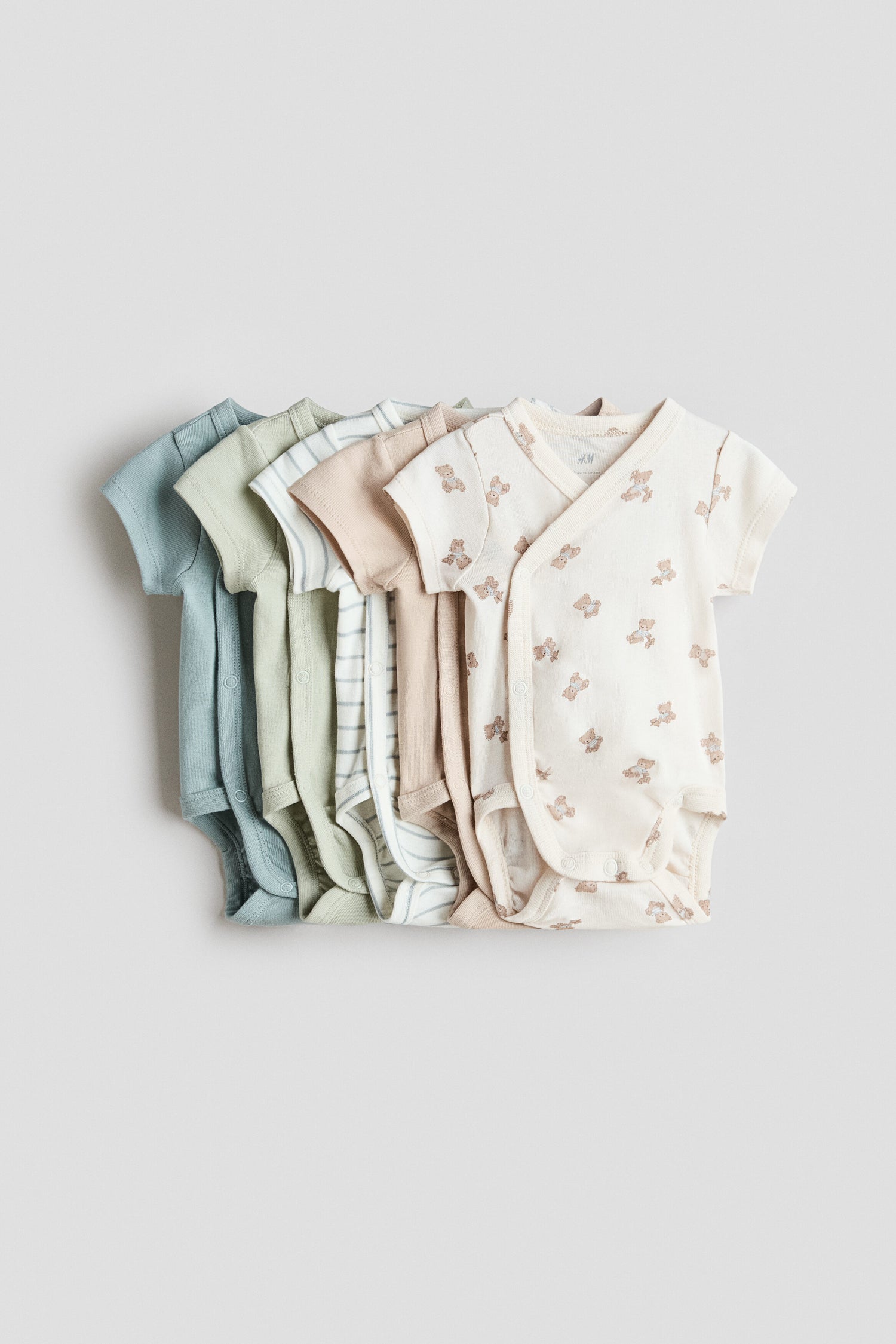 5-pack cotton bodysuits - 5 Pack Cotton Bodysuits Turquoise Teddy Bears / 4-6 Months