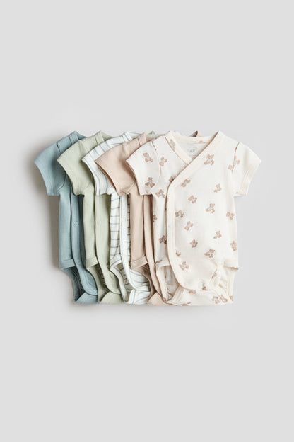 5-pack cotton bodysuits - 5 Pack Cotton Bodysuits Turquoise Teddy Bears / 4-6 Months