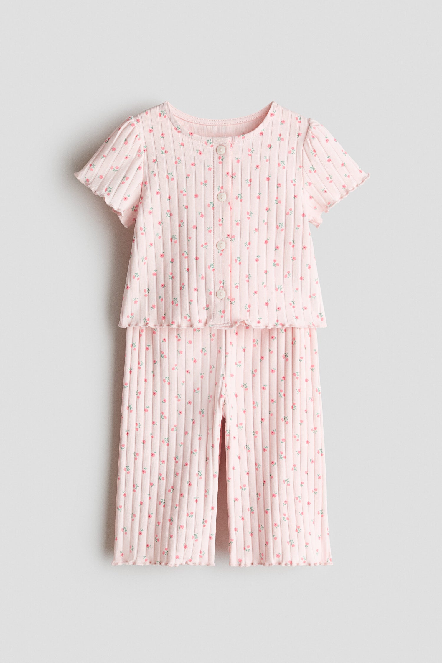 2-piece ribbed cotton set - Light Pink Cherries 0 / 12-18 Months