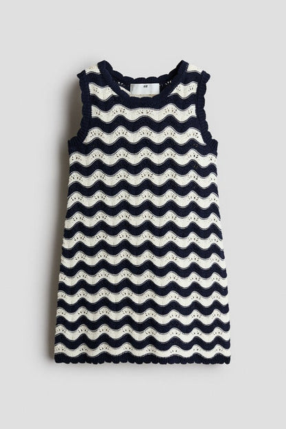 Appliquéd hole-knit dress