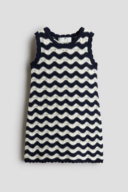 Appliquéd hole-knit dress