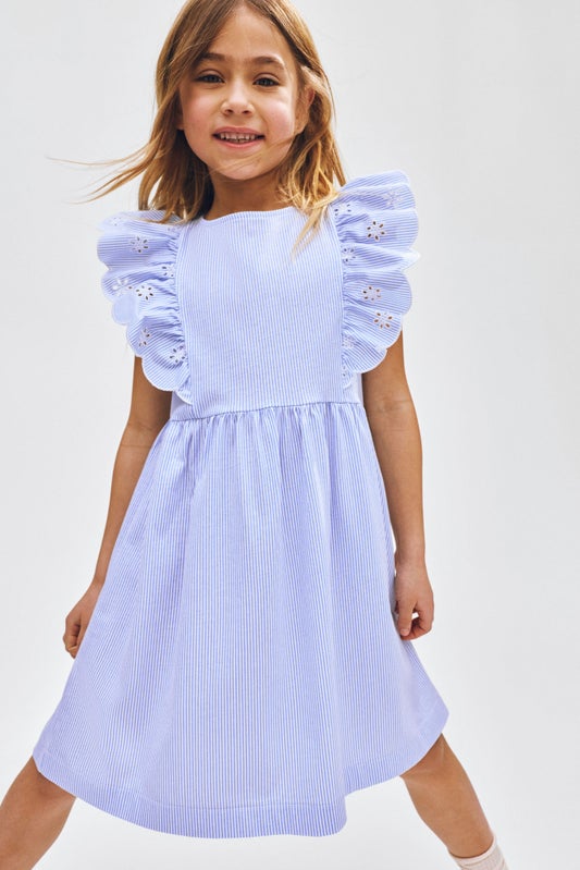 Flounce-trimmed cotton dress