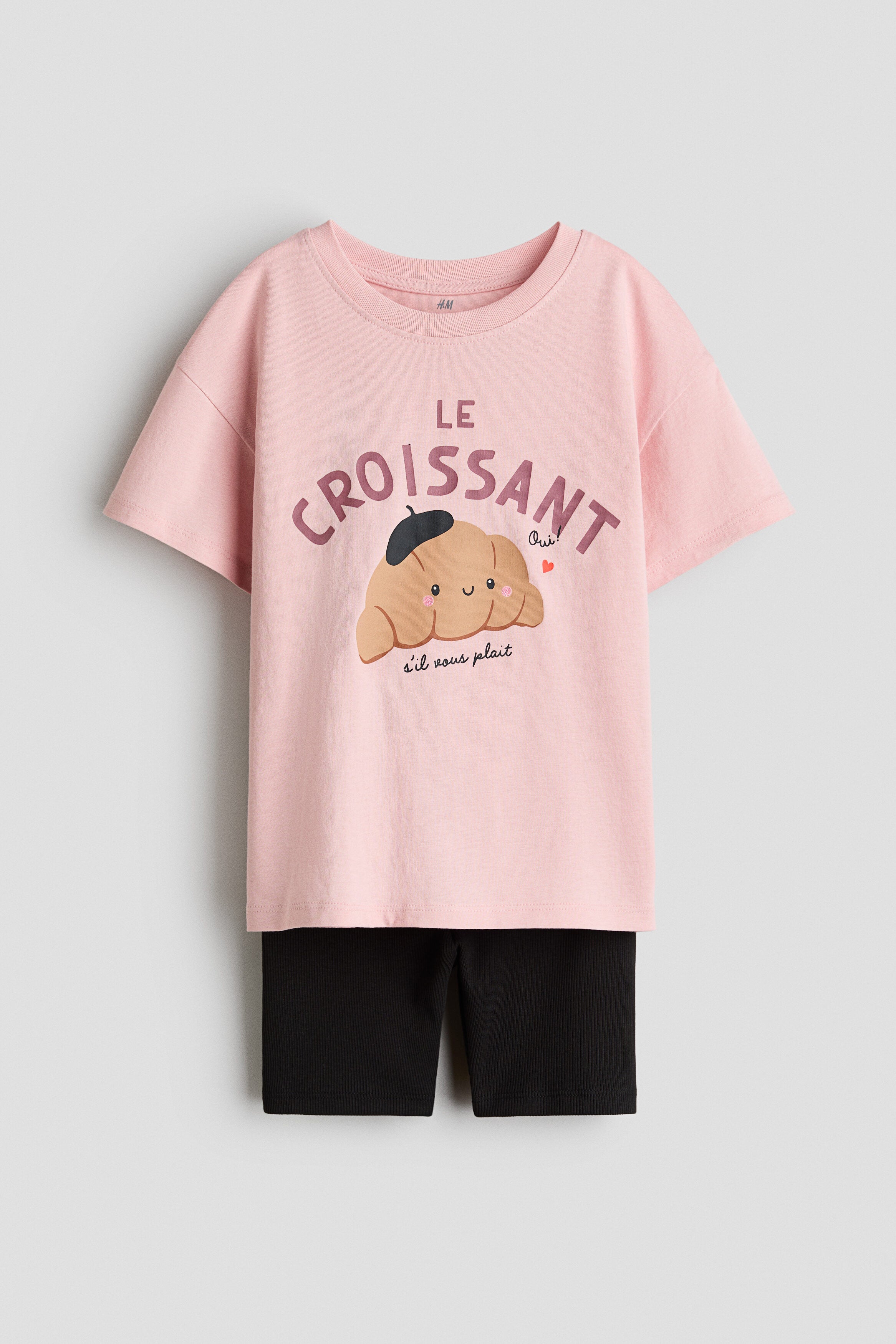 2-piece cotton jersey set - Light Pink Croissant / 9-10 Years