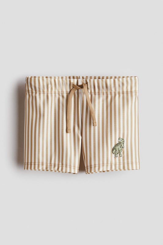 Embroidery-motif swimming trunks