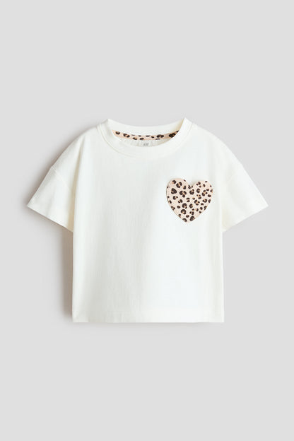 Motif-detail T-shirt - White Heart 0 / 4-6 Years