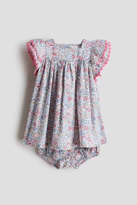 2-piece cotton dress and bloomers set
