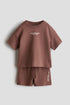 2-piece T-shirt and shorts set - Brown Run Jump Play / 3-4 Years