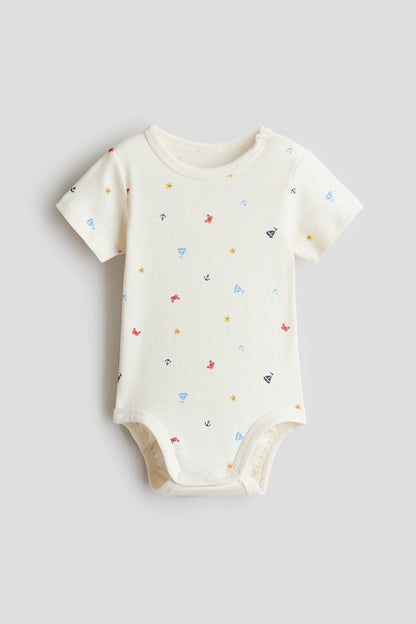 Printed bodysuit - Cream Sailing Boats / 4-6 Months