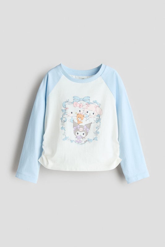 Long-sleeved printed top