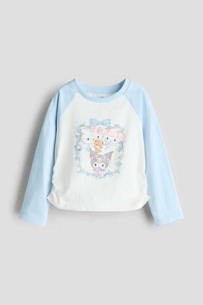 Long-sleeved printed top