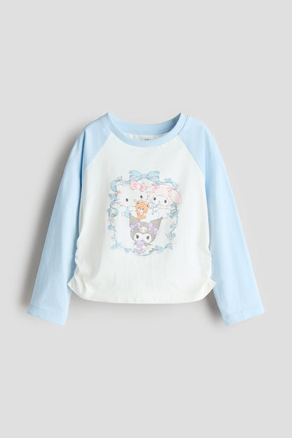 Long-sleeved printed top