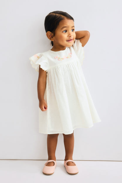 Embroidery-detail cotton dress - 12M