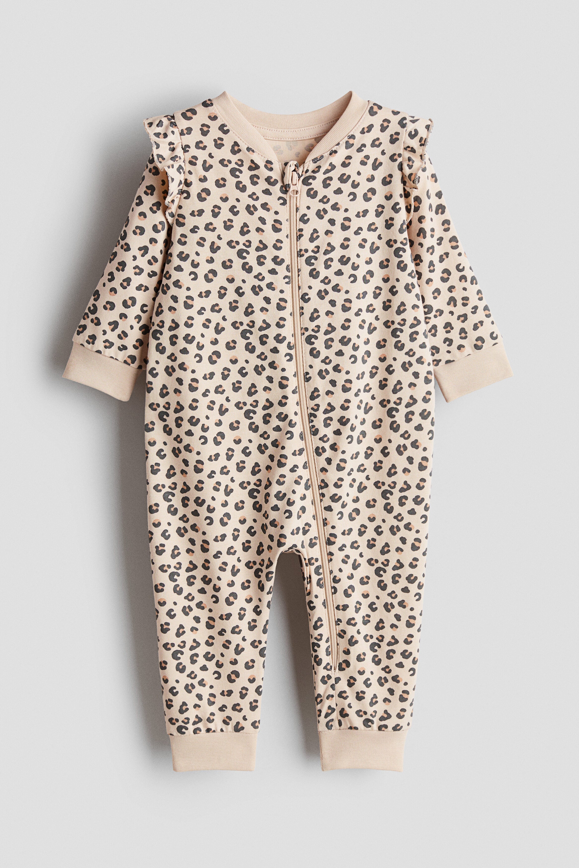 Patterned sleepsuit - Light Beige Leopard Print / 12-18 Months