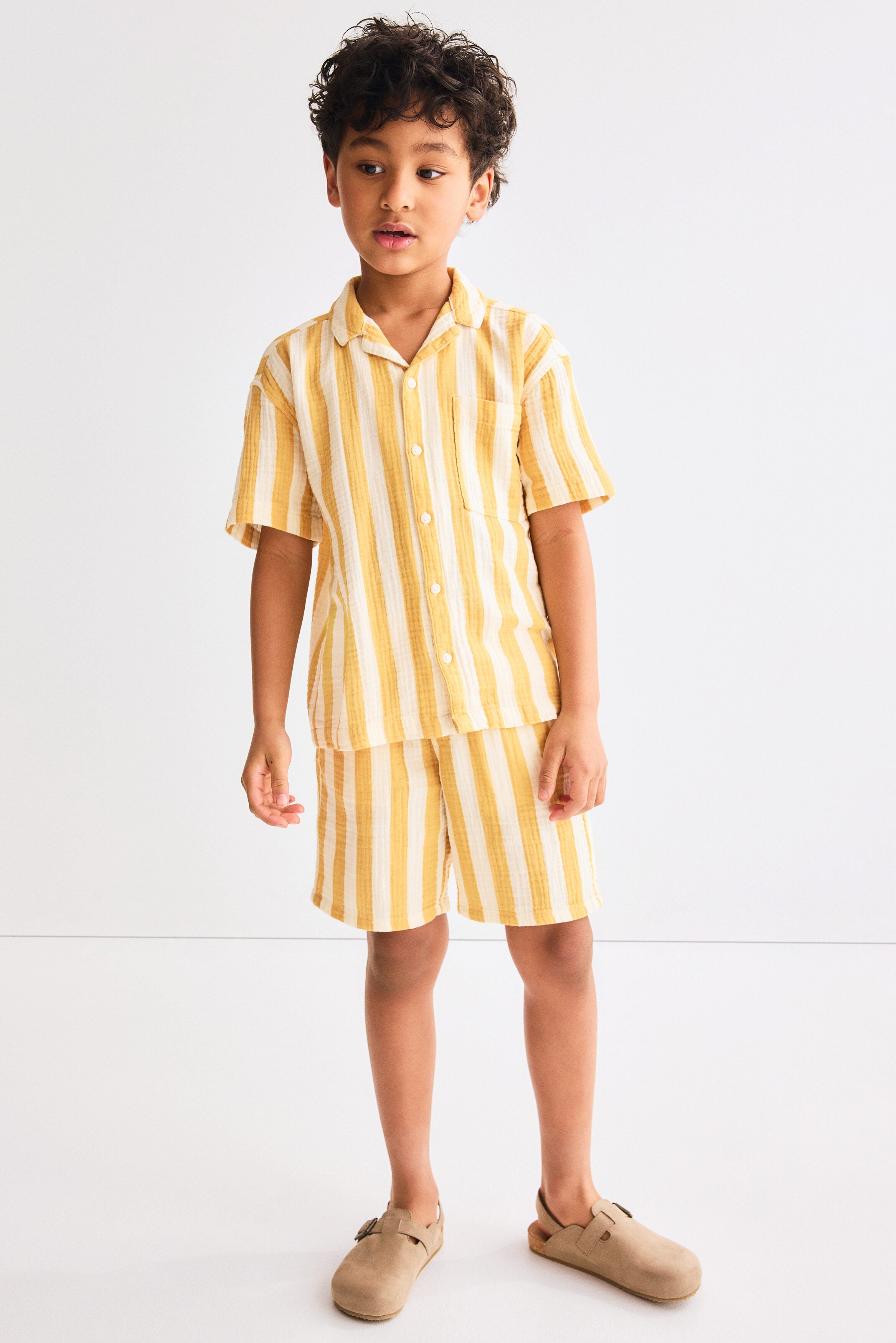 2-piece cotton muslin set - White Yellow Striped / 1.5-2 Years