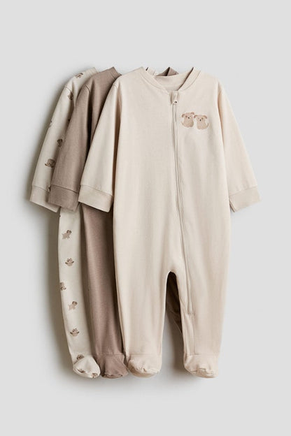 3-pack zip-up sleepsuits