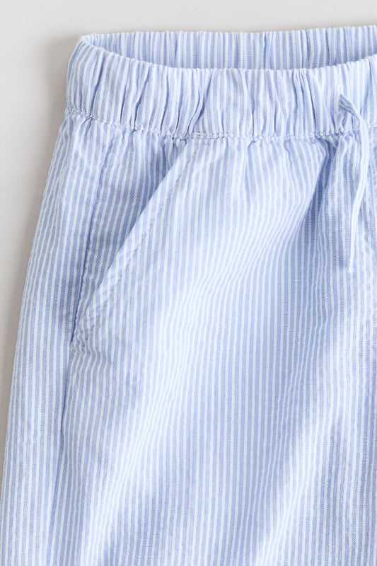 Lace-trimmed seersucker trousers