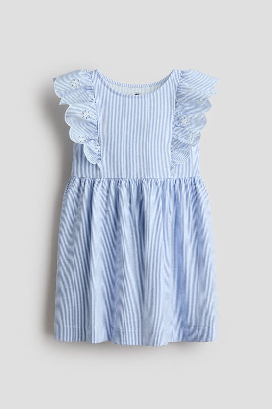 Flounce-trimmed cotton dress