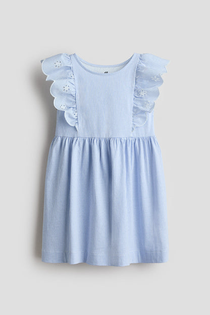 Flounce-trimmed cotton dress