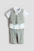 4-piece linen-blend dressy set - Light Khaki Green White 0 / 12-18 Months