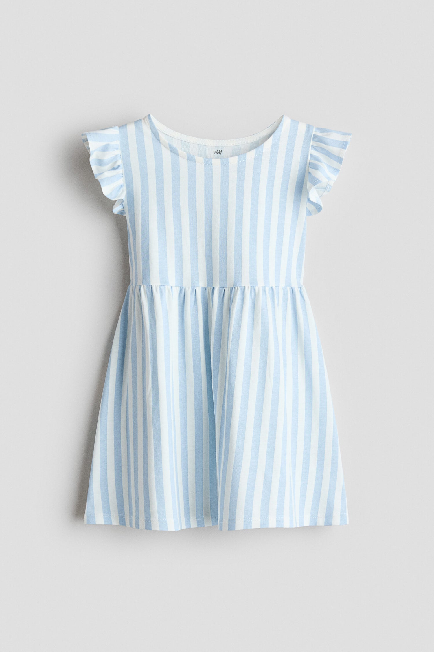 Printed cotton dress - Light Blue Striped / 1.5-2 Years