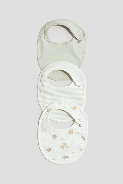 3-pack jersey bibs - Light Green Animals
