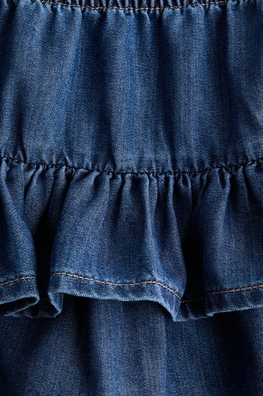 Tiered denim skirt