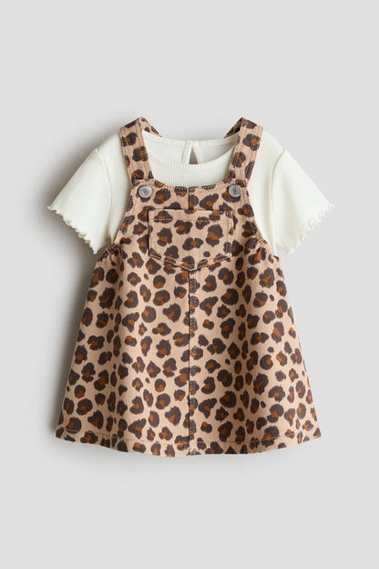 2-piece dungaree dress and top set Image 1 of 3