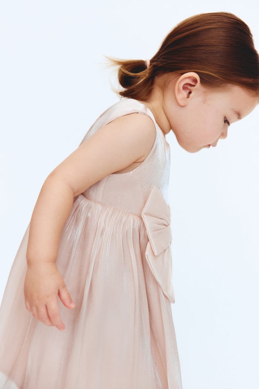 Bow-detail organza dress