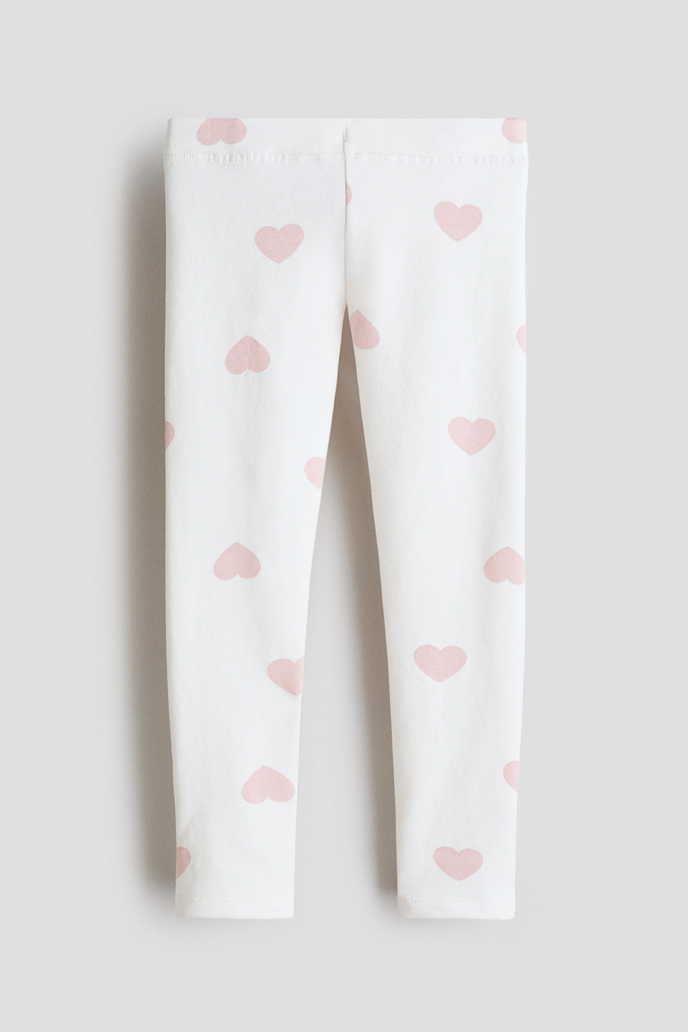 Cotton leggings - White Hearts / 9-10 Years