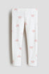 Cotton leggings - White Hearts / 9-10 Years