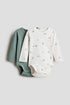 2-pack long-sleeved bodysuits - Dark Green Vehicles / 9-12 Months