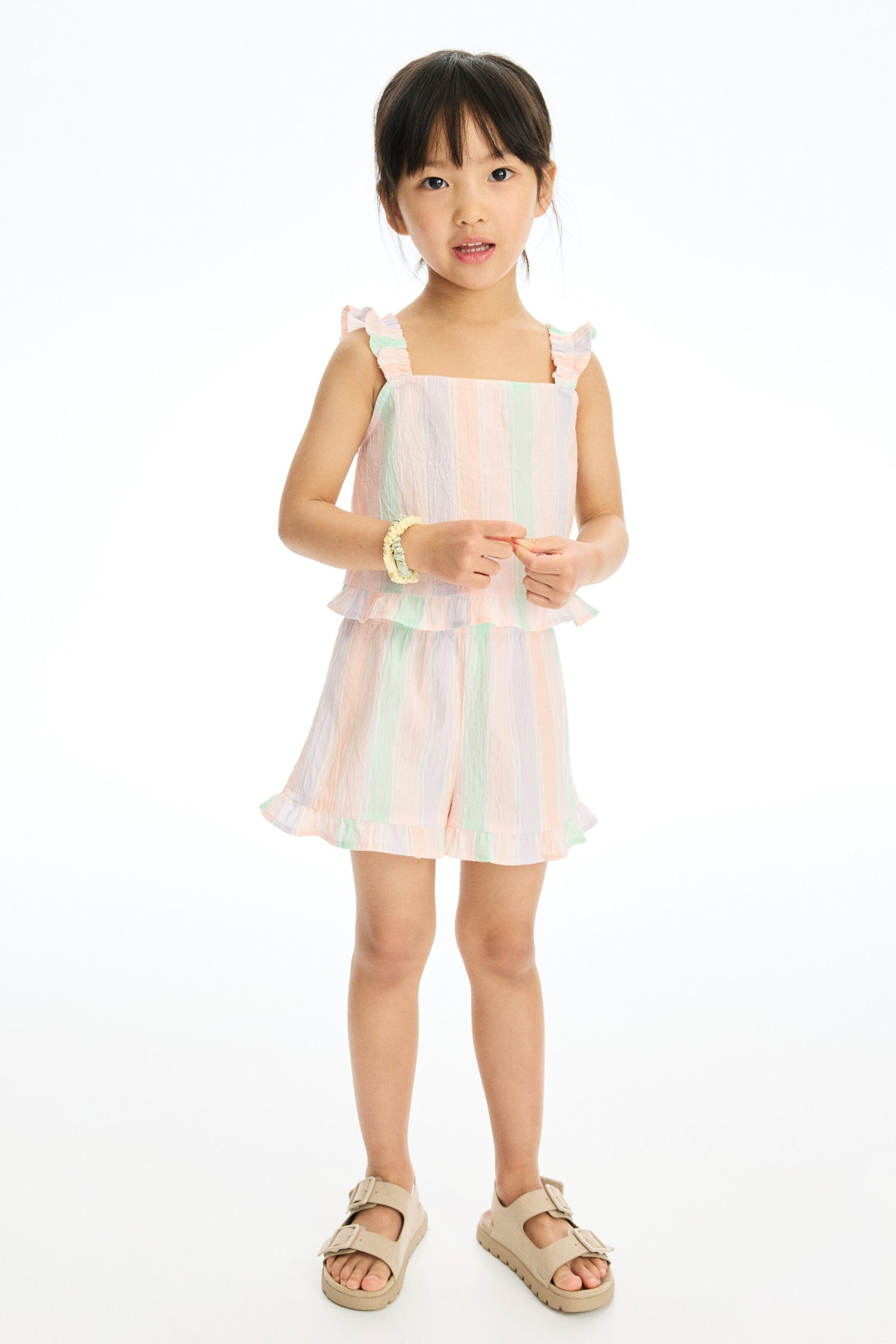 2-piece frill-trimmed cotton set