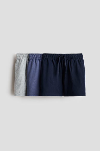 3-pack cotton jersey shorts - Light Grey Marl Navy Blue / 2-3 Years