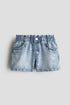 Embroidered denim shorts - Light Denim Blue Hearts / 1.5-2 Years