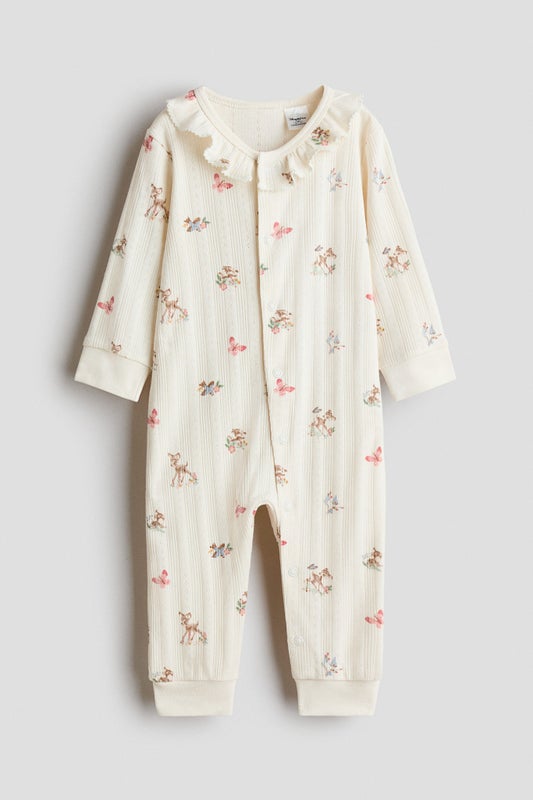 Printed pointelle sleepsuit