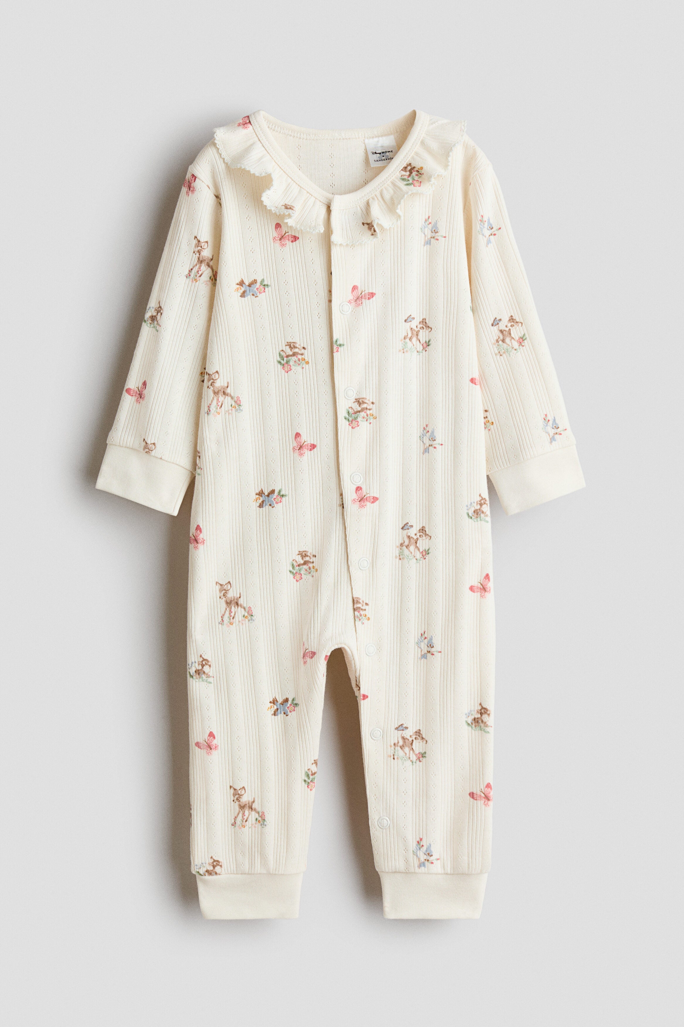 Printed pointelle sleepsuit